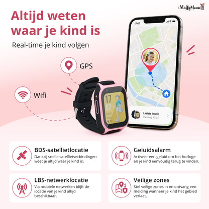 Muffymouse D8 4G Smartwatch Roze