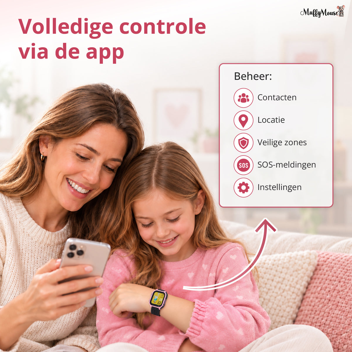 Muffymouse D8 4G Smartwatch Roze