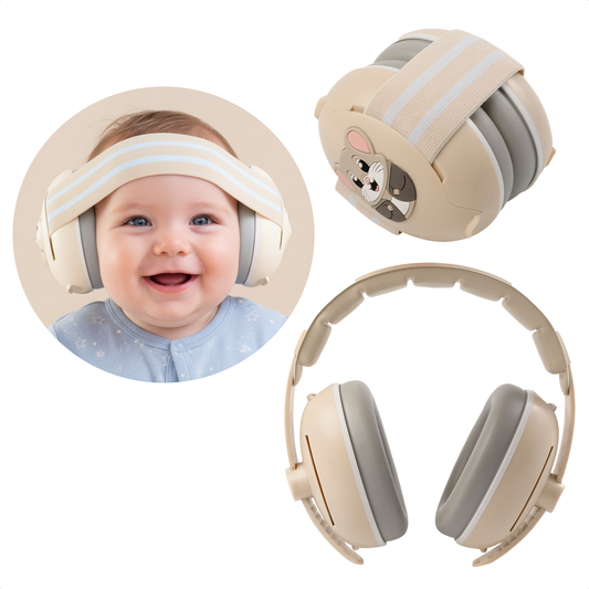 Muisstil® Gehoorbescherming Baby – Gecertificeerde Oorkappen voor baby’s en Peuters – Premium Oorbeschermers Baby - Koptelefoon Baby – Kinderkoptelefoon – 25 dB Bescherming – Beige
